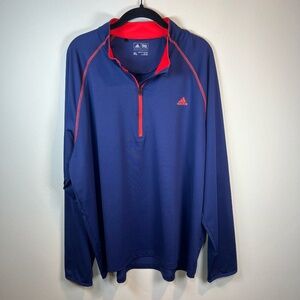Adidas Men's Quarter Zip Pullover Shirt Blue Red Layer Lightweight Golf  Size XL